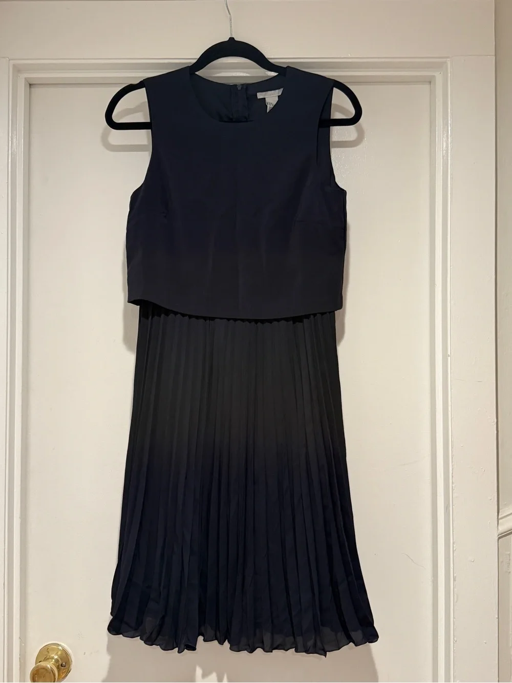 H&M Navy Blue Pleated Cape Top Dress